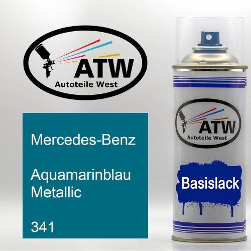 Mercedes-Benz, Aquamarinblau Metallic, 341: 400ml Sprühdose, von ATW Autoteile West.